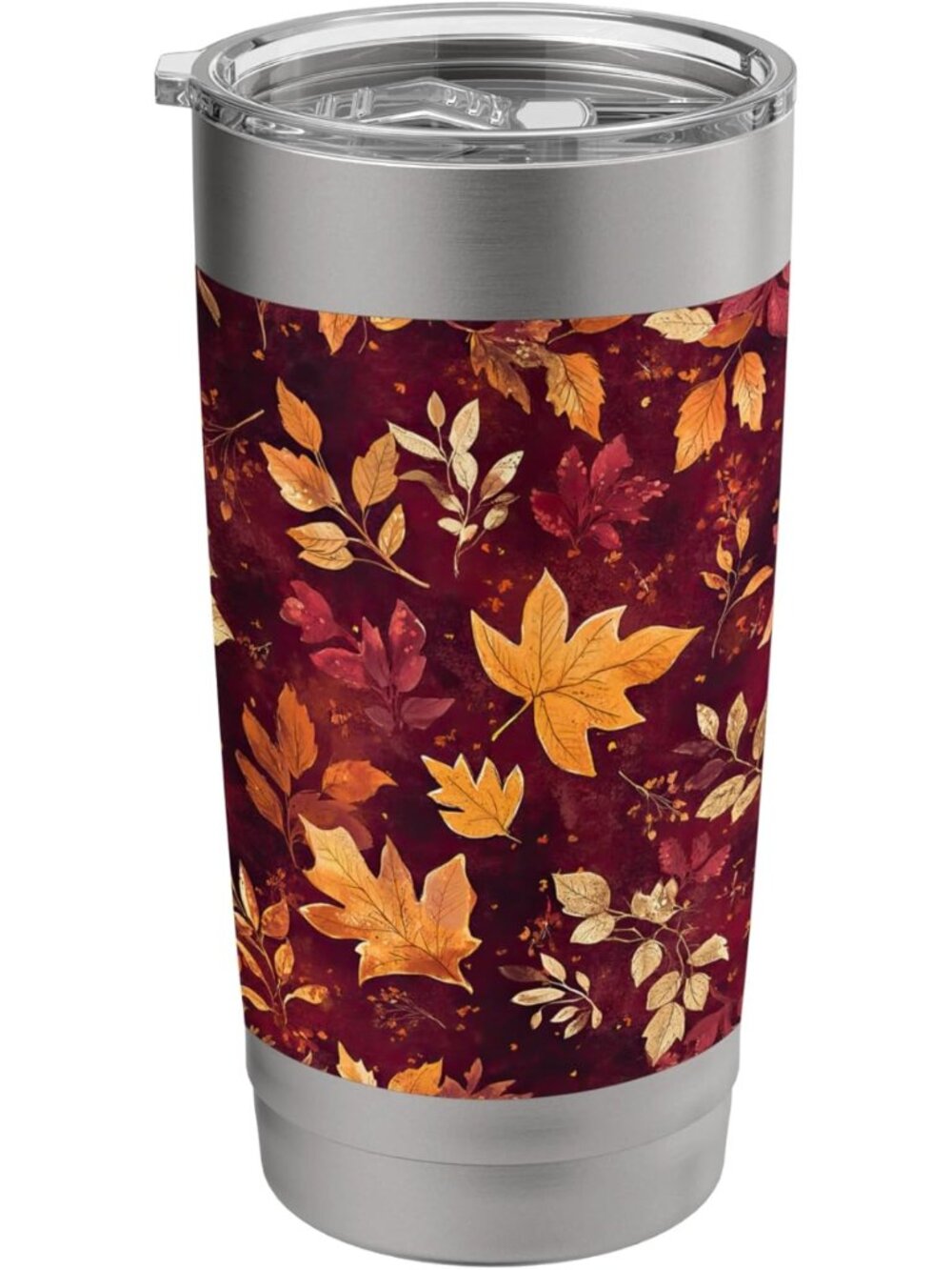 Autumn Leaves Pattern Insulated Stainless Steel Tumbler - Travel Mug for Hot